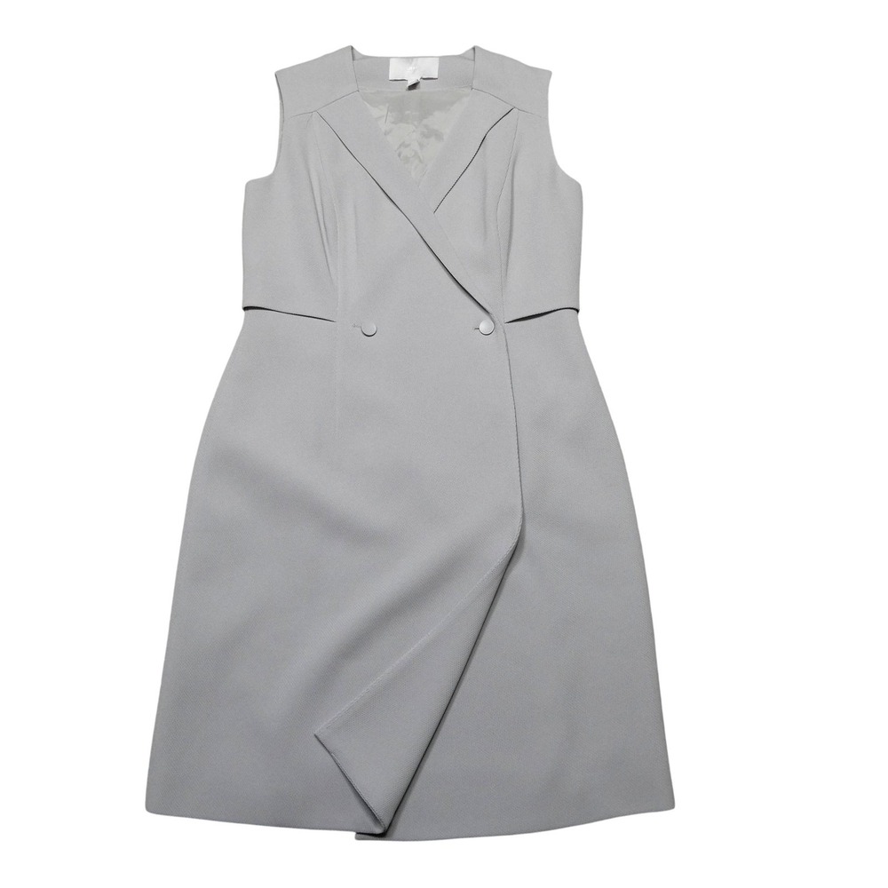 Hugo Boss Dress Womens 38A Gray Sleeveless V Neck Sheath Jacket Dress Lined